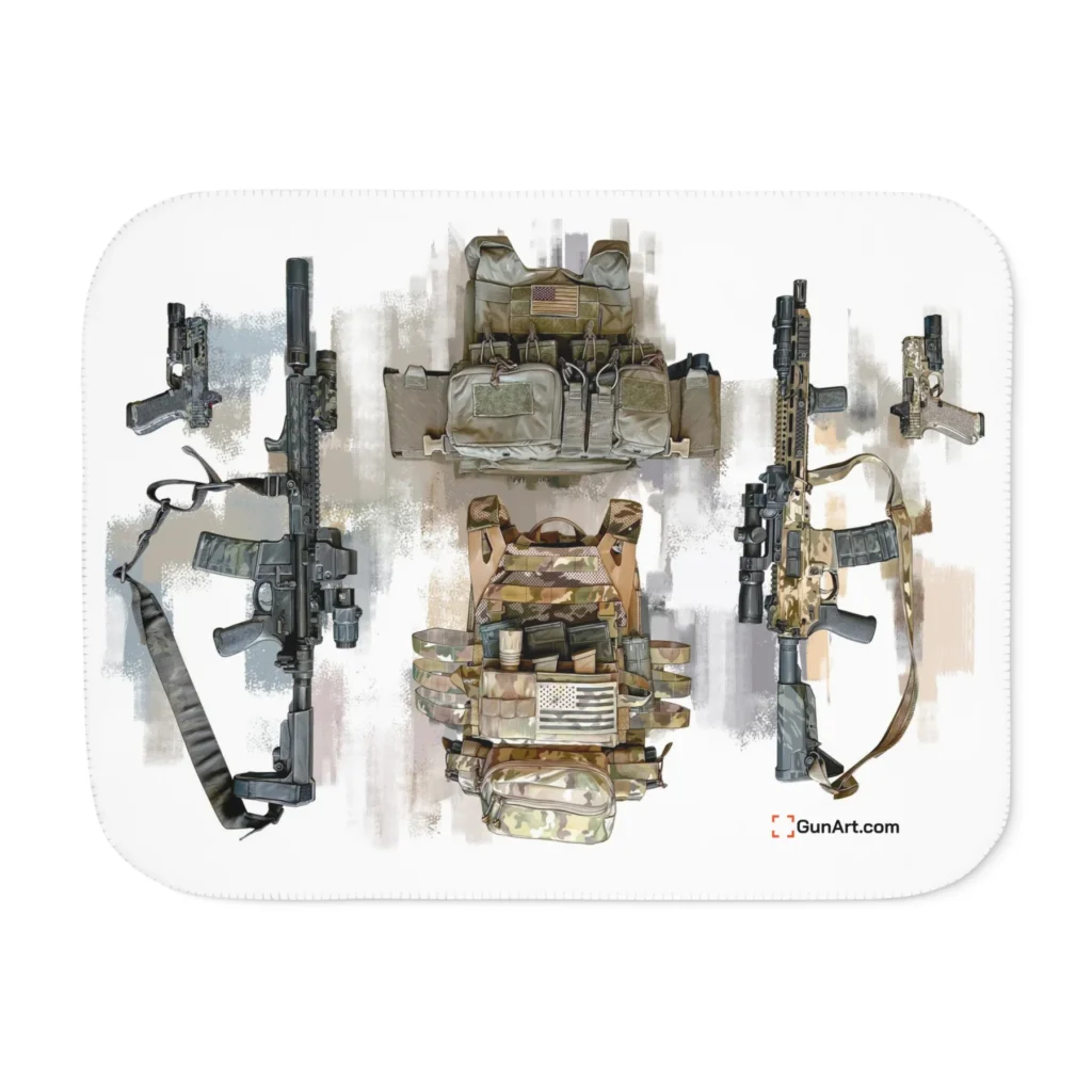 GunArt.com Stay Ready – Tactical Gear – AR15s and Pistols With Plate Carriers Sherpa Blanket